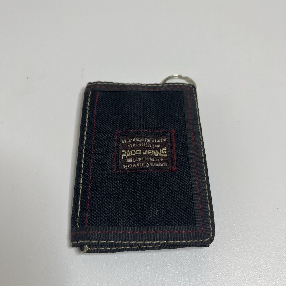 Vintage Y2K Paco Jeans Black Canvas Tri-Fold Wallet Streetwear